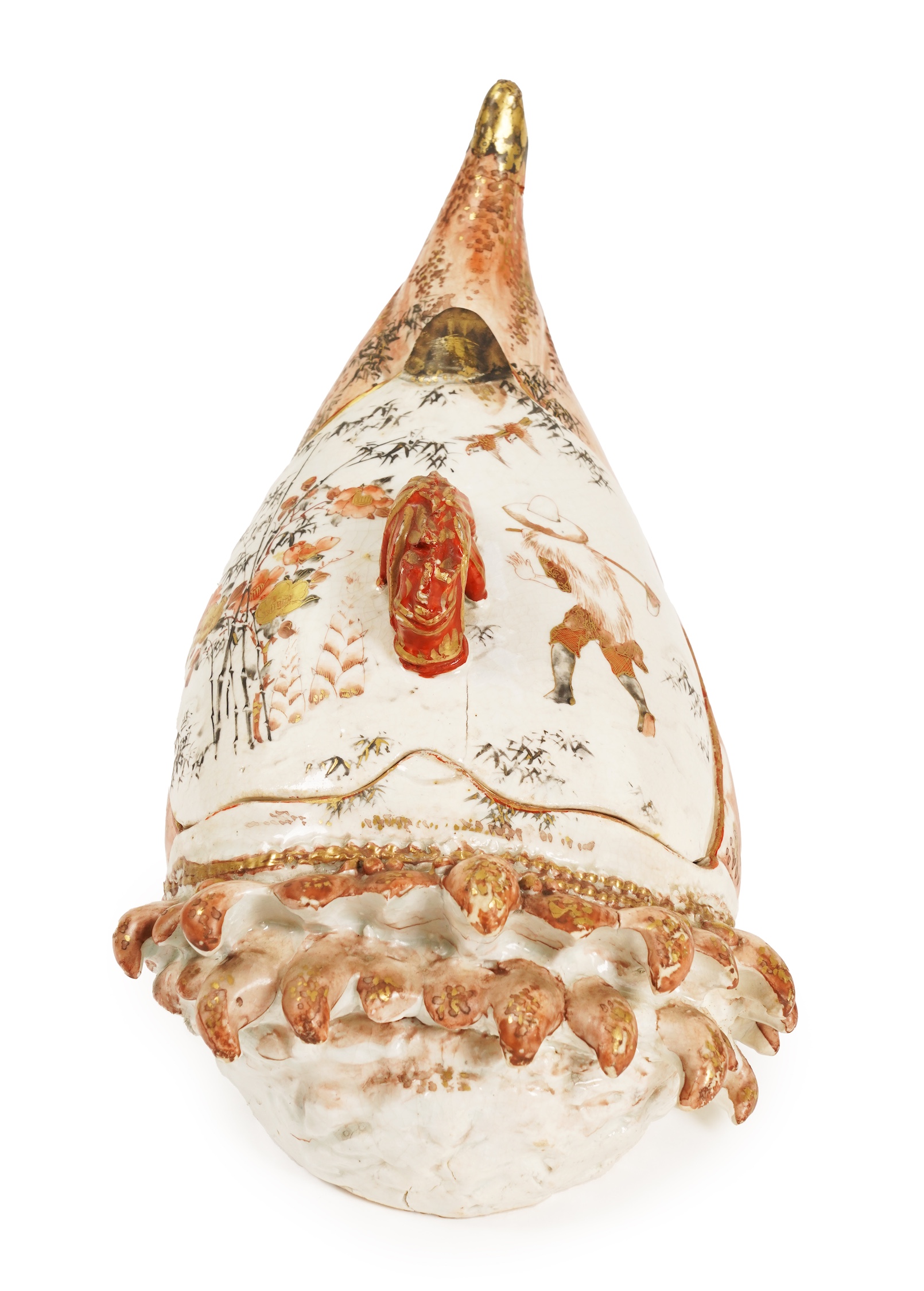 An unusual Japanese Kutani shell shaped vessel, 19th century